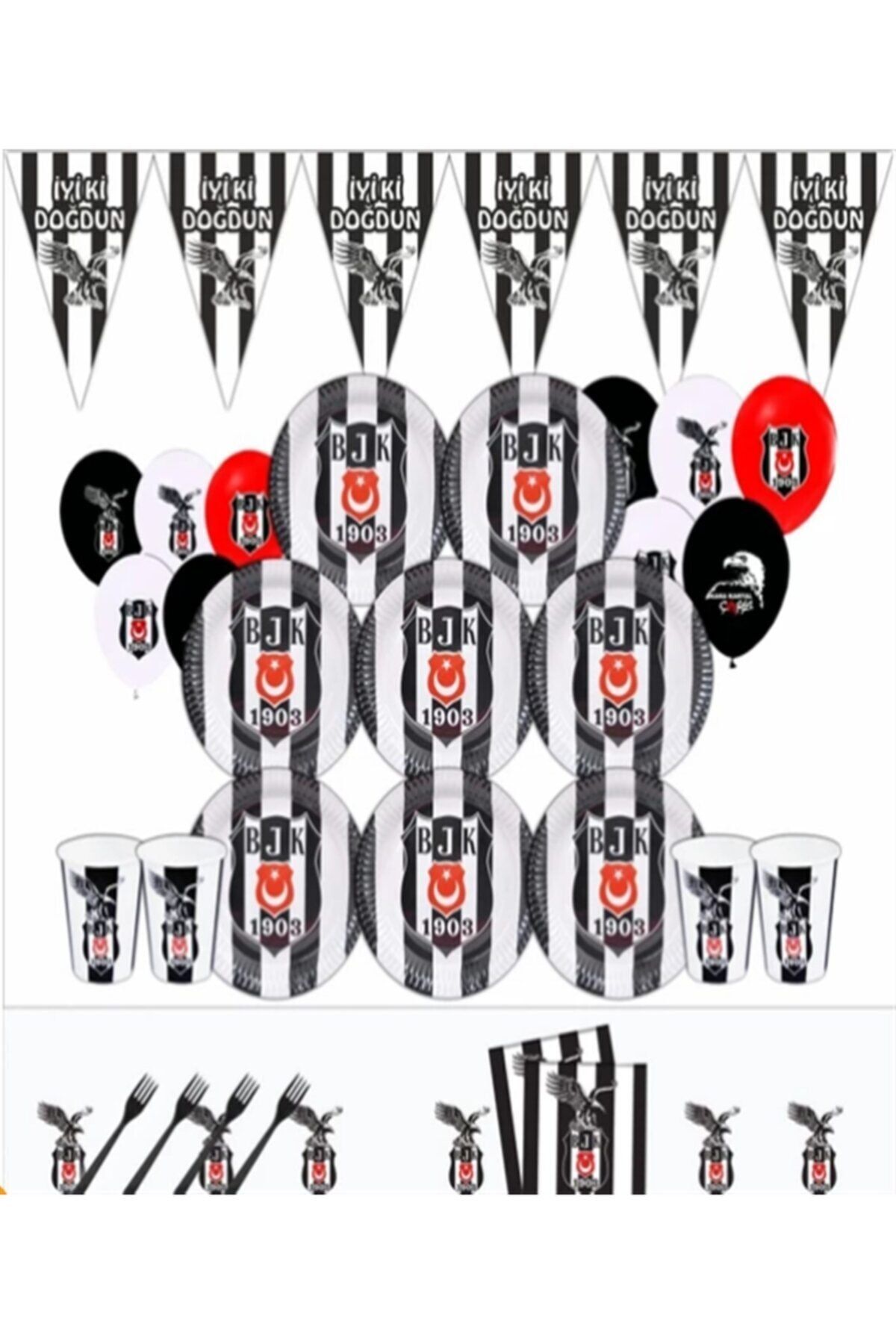 Ece Besiktas Kara Kartal Dogum Gunu Parti Malzemeleri Susleri Seti 8 Kisilik Trendyol