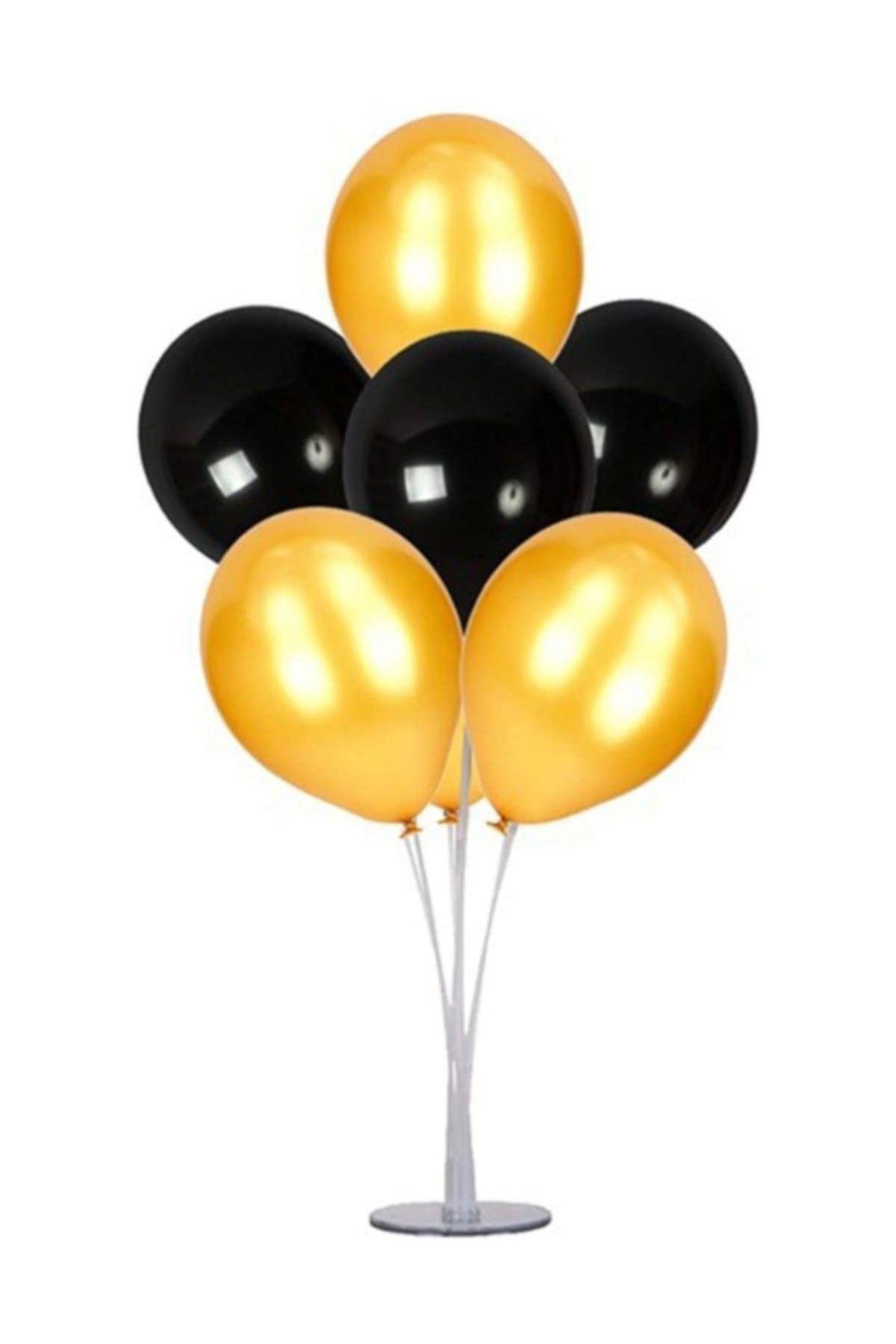 DAMLA PARTİ Balonlu Balon Standı Metalik Siyah - Metalik Gold