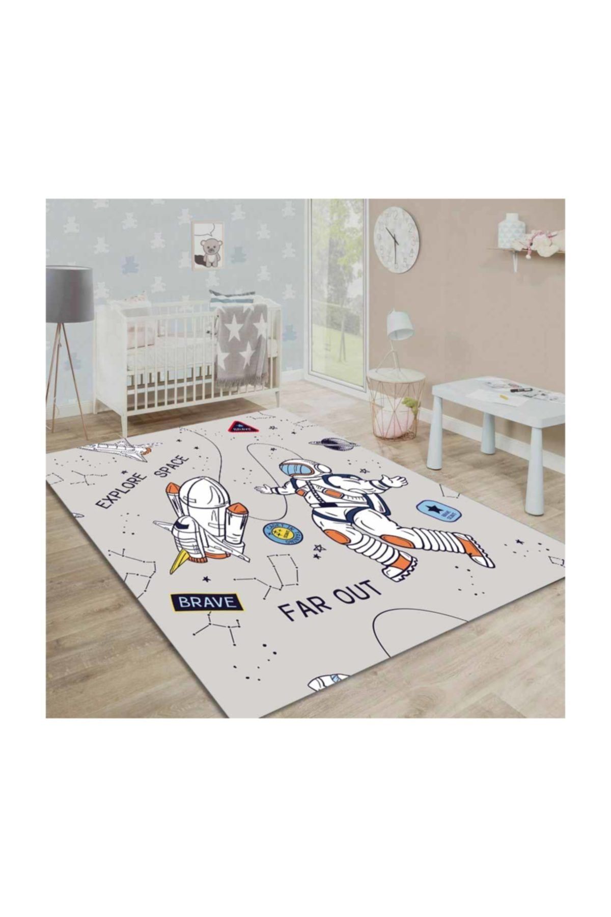 redhome hali bej zemin astronot uzay desenli cocuk halisi 100x160 cm fiyati yorumlari trendyol