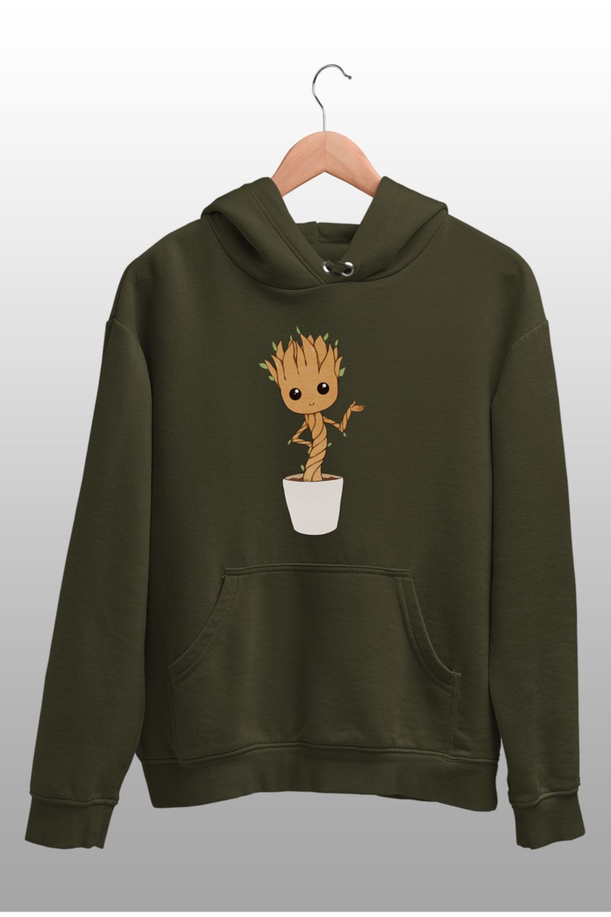 Angemiel Erkek Yesil Oneri Veren Groot Kapusonlu Sweatshirt Trendyol