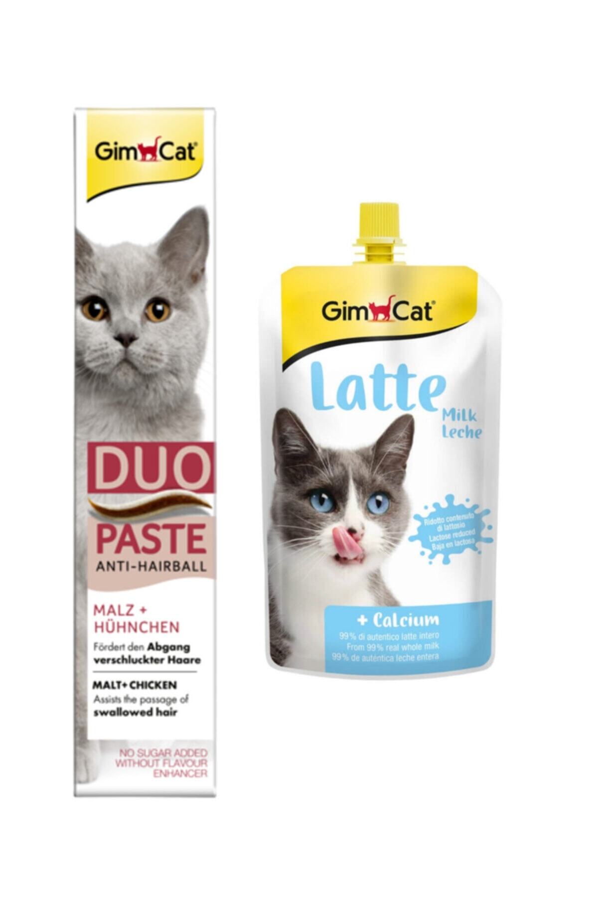 Gimcat Duo Paste Tavuklu Malt Kedi Macunu 50gr Milk Latte Calcium Sıvı Kedi Sütü 200 ml