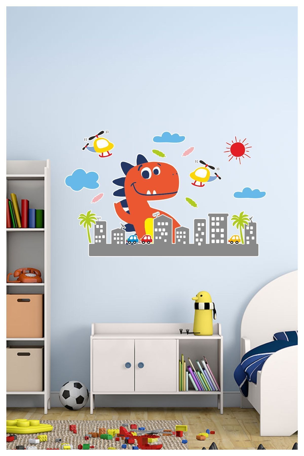 Cizgisel Reklam Dinozor Sehirde Cocuk Bebek Odasi Sticker Duvar Dekorasyon Etiket Fiyati Yorumlari Trendyol
