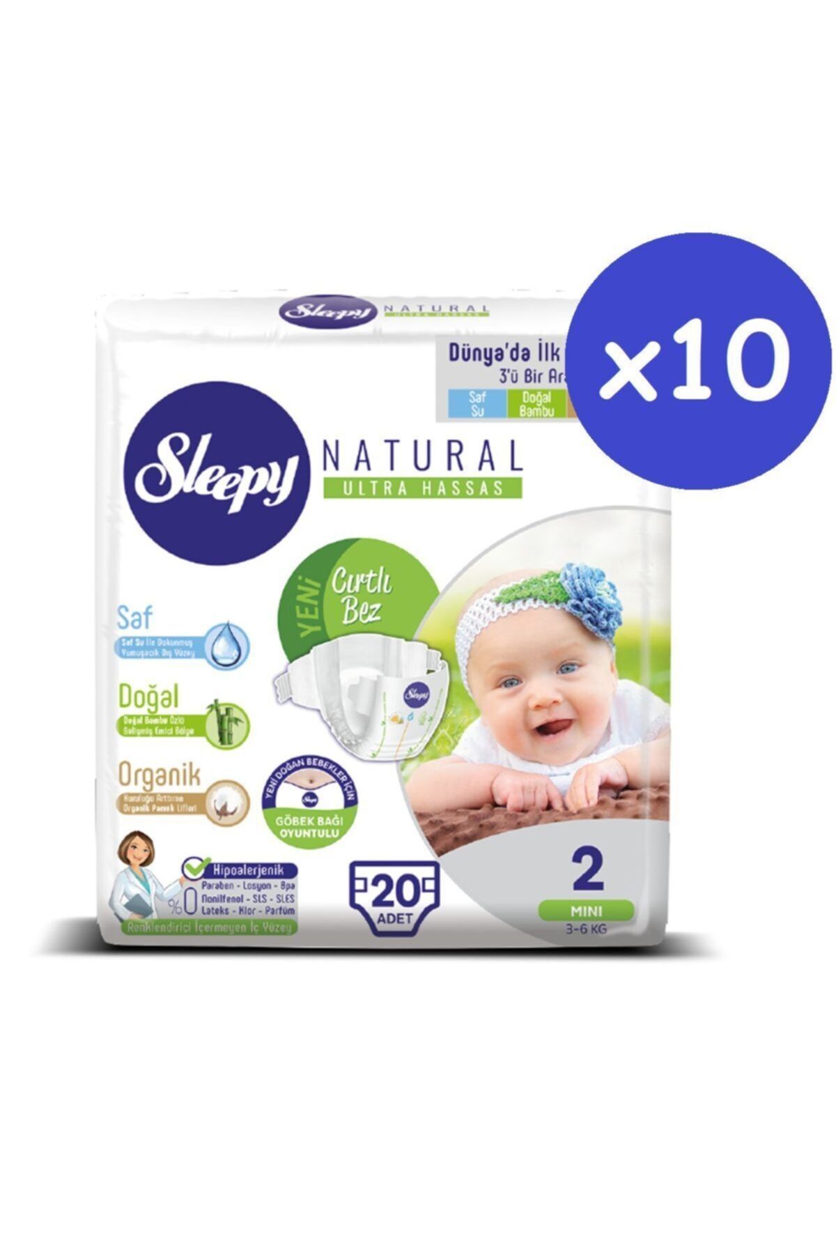 sleepy 2 beden bebek bezi 20x10 200 adet natural ultra sensitive fiyati yorumlari trendyol