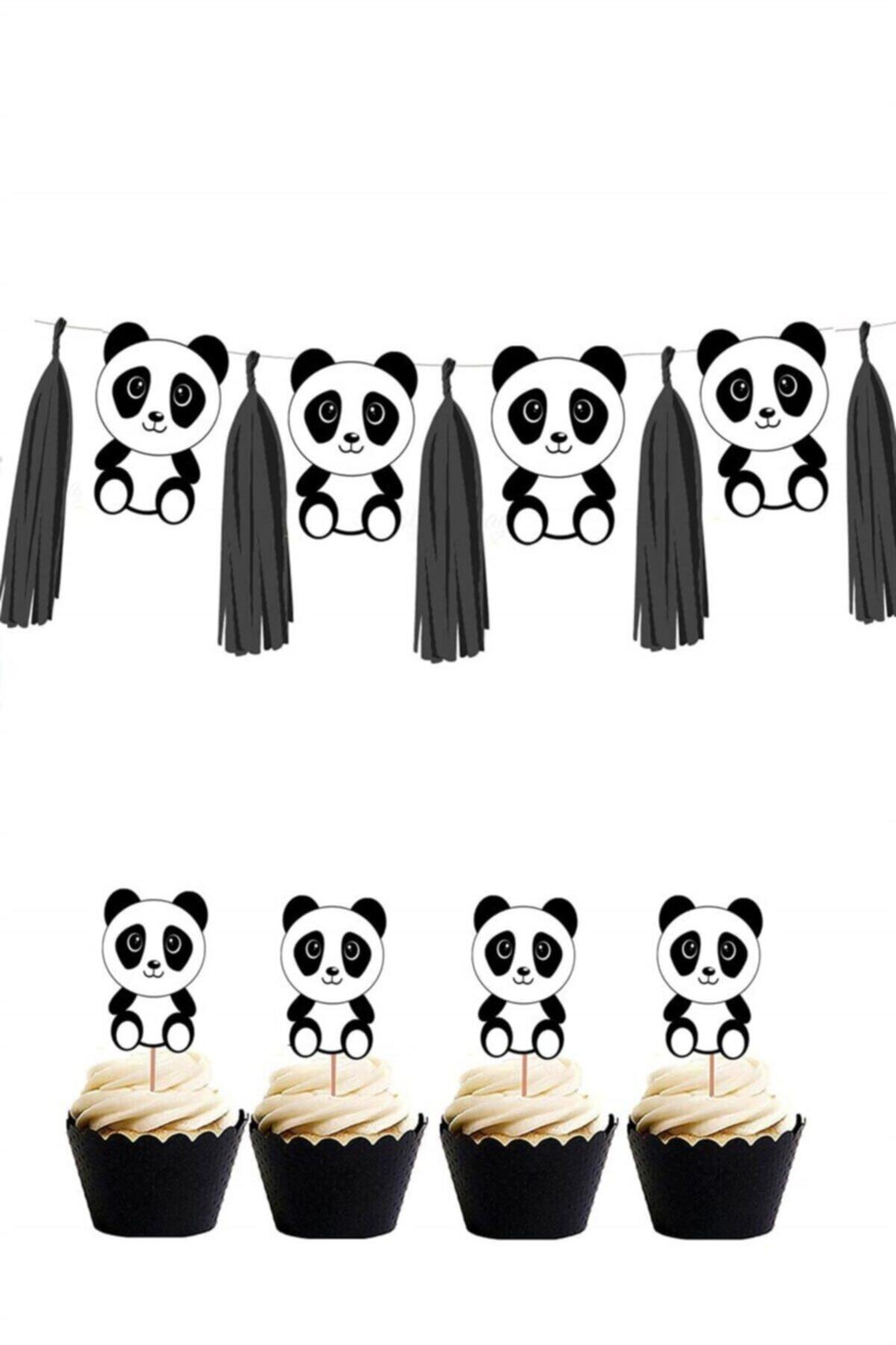 Partifabrik Panda Partisi Temalı Pasta Süsü Banner Set