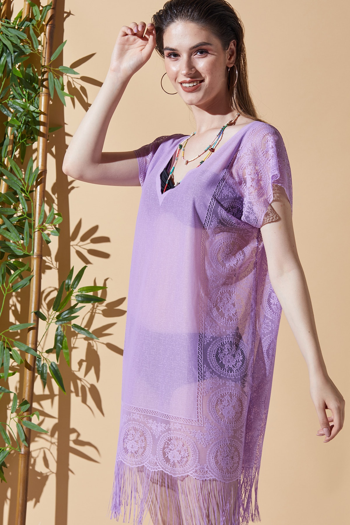 MODAFABRİK Diana Açık Mor Plaj Elbisesi