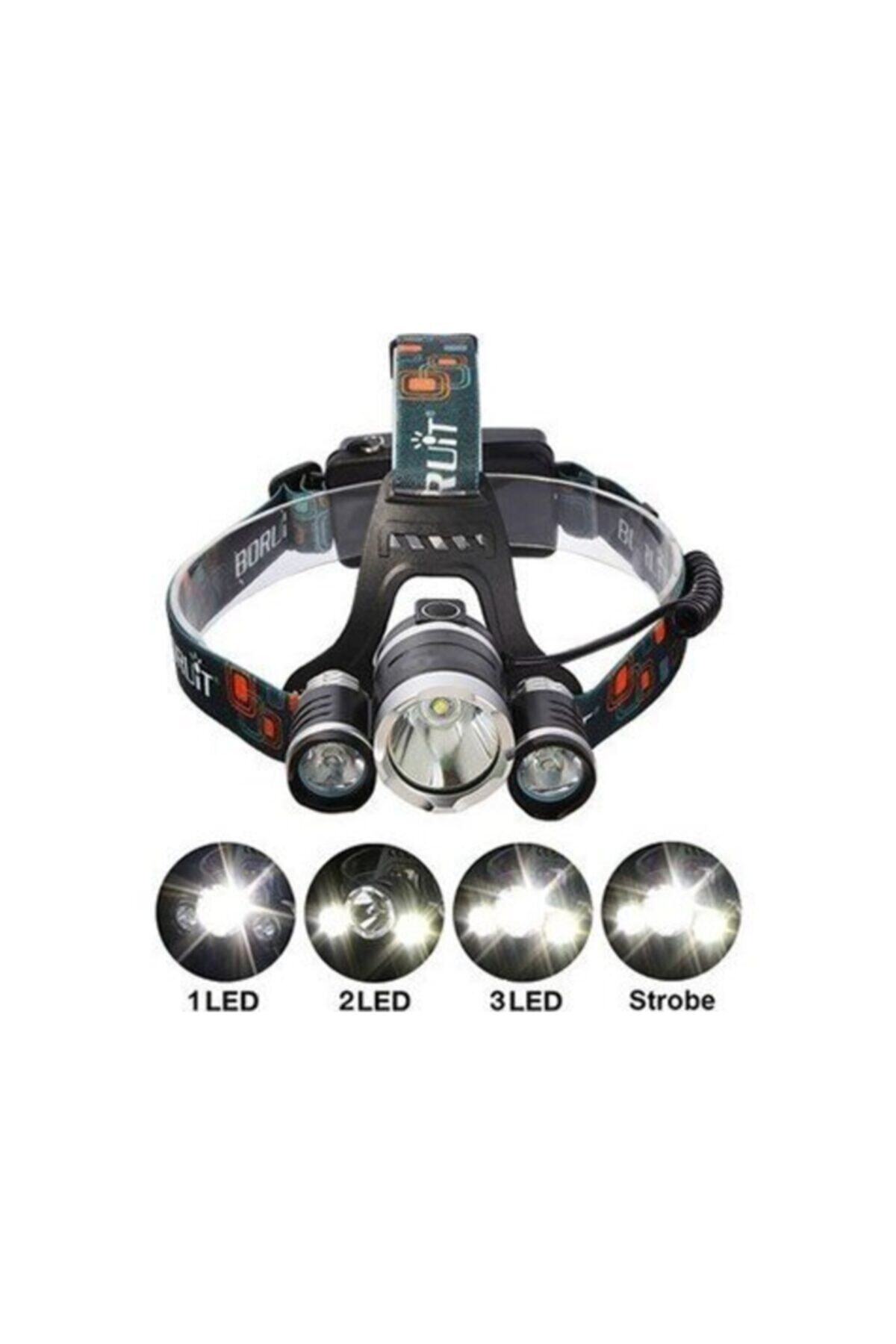 LAMBACIM Boruit T6 Kafa Feneri 3x Cree 3 Lambalı Led Kamp Kafa Lambası