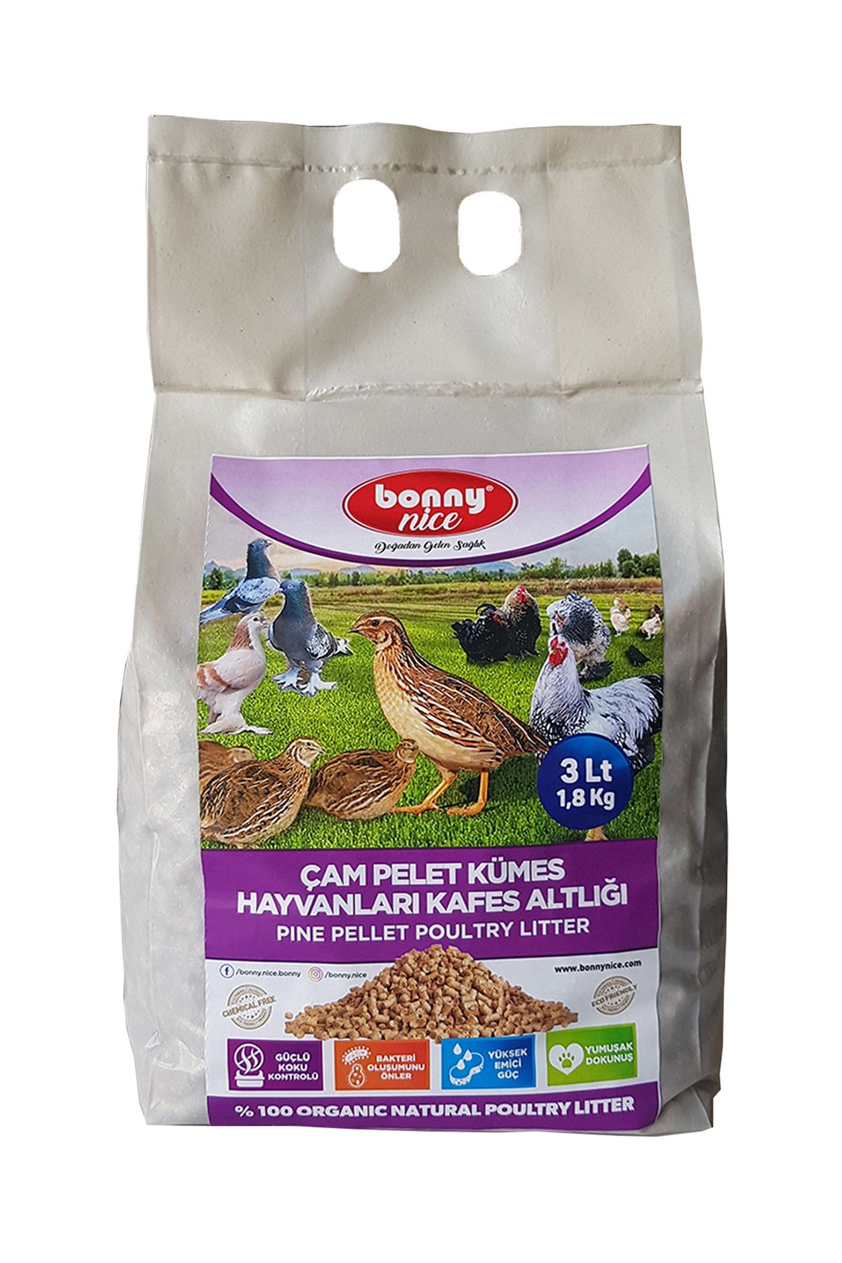 Bonny Nice Bıldırcın Güvercin Süs Tavukları Kafes Altlığı 1.8 kg 3 l x 20 Paket
