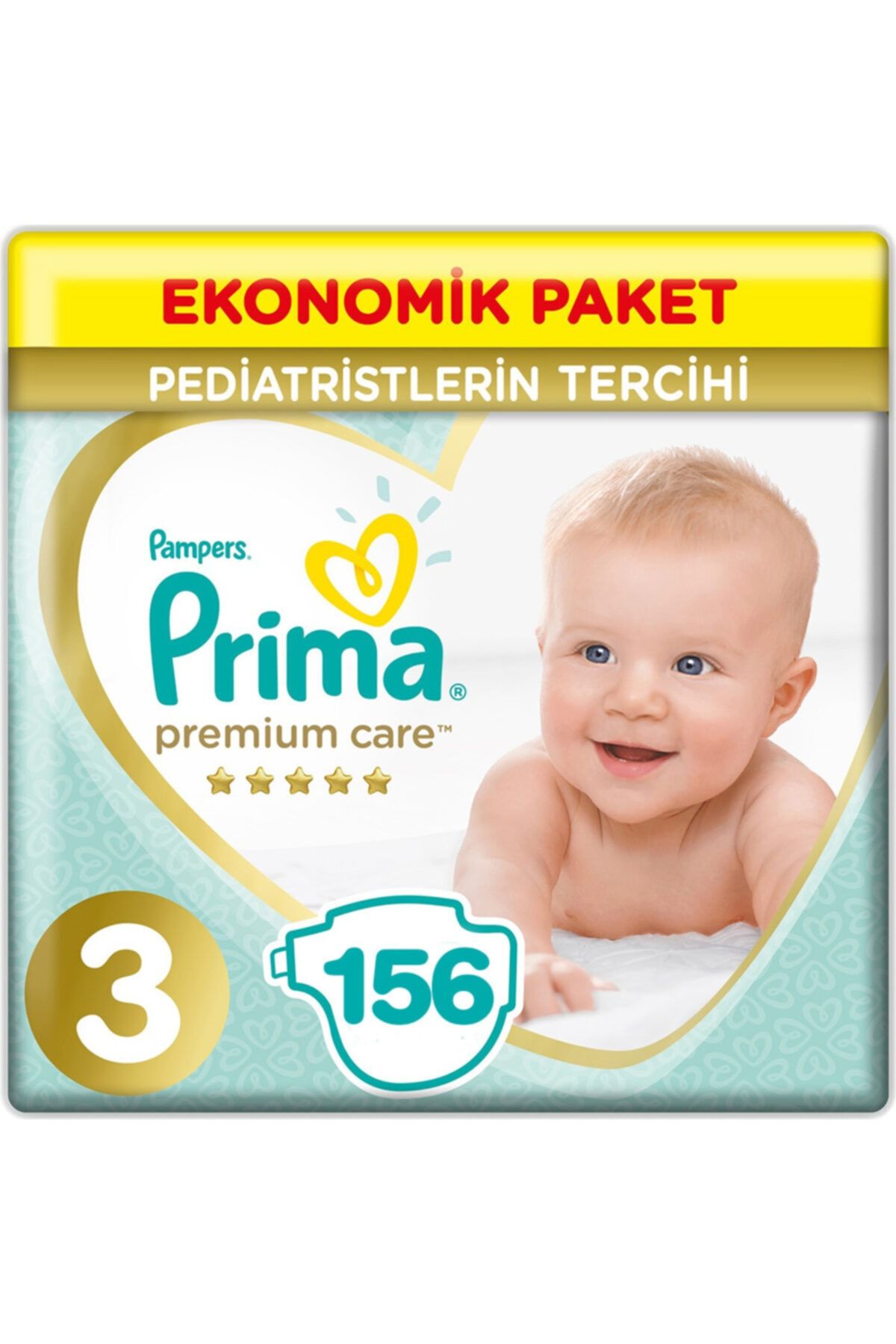 Prima Premium Care 3 Beden Ekonomik Paket 6-10 kg (3*52) 156 Adet Bebek Bezi