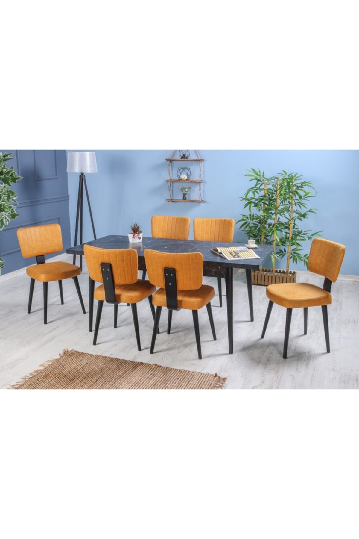 stoker sahra premium yemek masa takimi 6 sandalyeli sari fiyati yorumlari trendyol