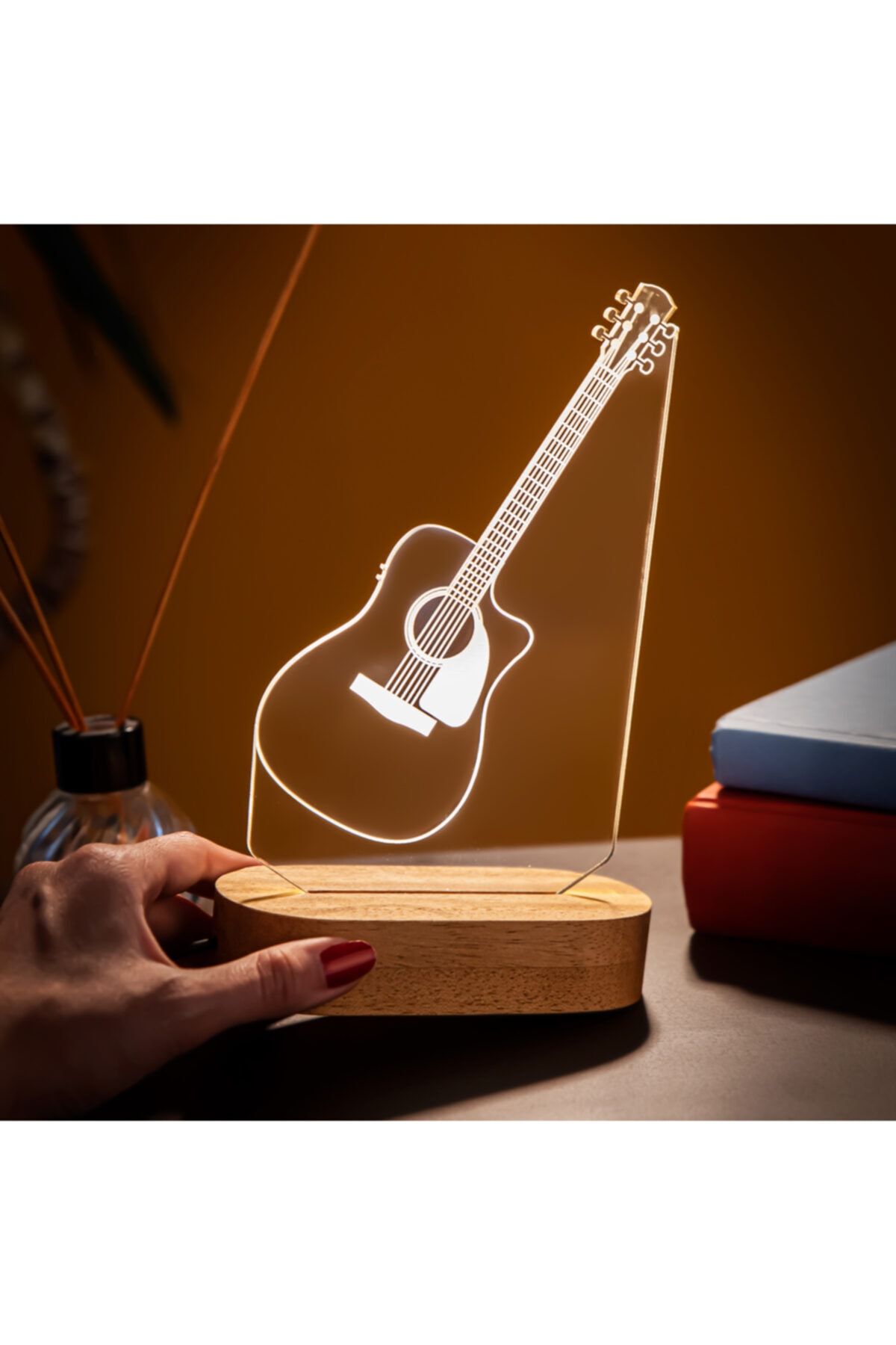 Hediyesepeti Müzik Severe Hediye Klasik Gitar 3 Boyutlu Led Lamba - 3d led Gece Lambası - Hediye Masa Lambası