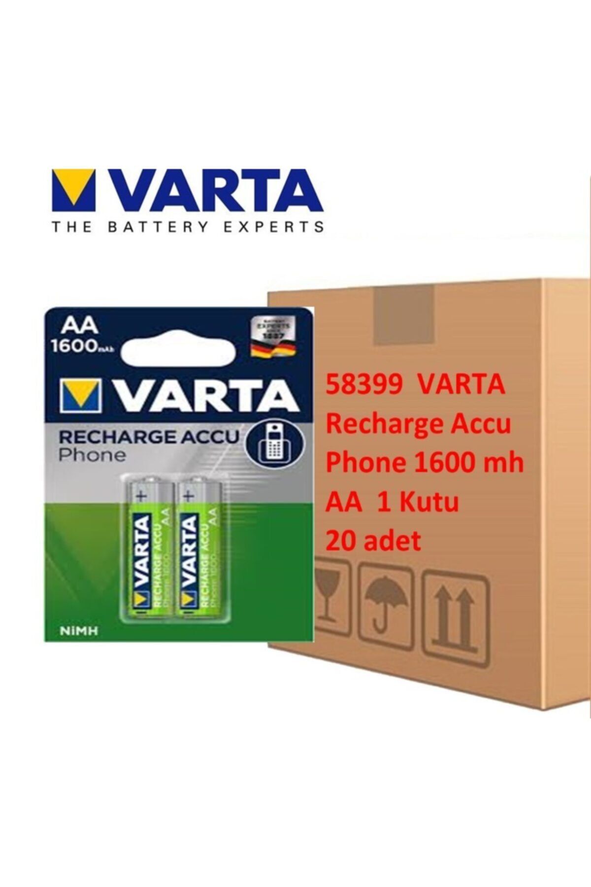 Varta 58399 Phone Aa 1600 Mah Şarjlı Kalem Pil 20 Adet