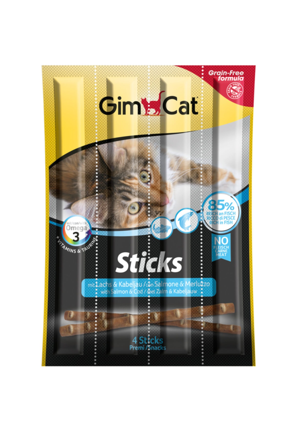 Gimcat Sticks Somon & Atlantik Morina Tahılsız Ödül Çubukları 4'lü 20 Gr X 2 Adet