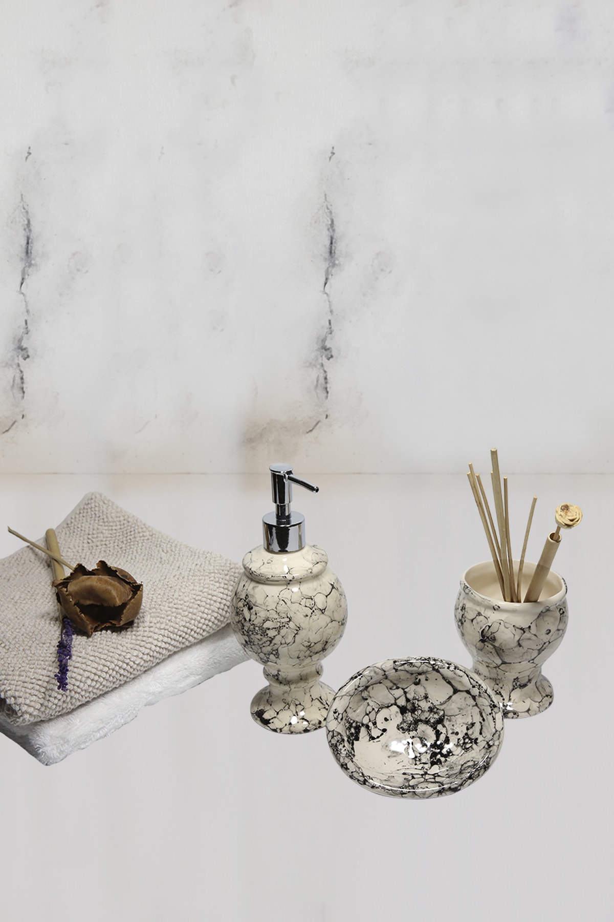 RED SERAMİK Collection Mermer Desenli Banyo Seti