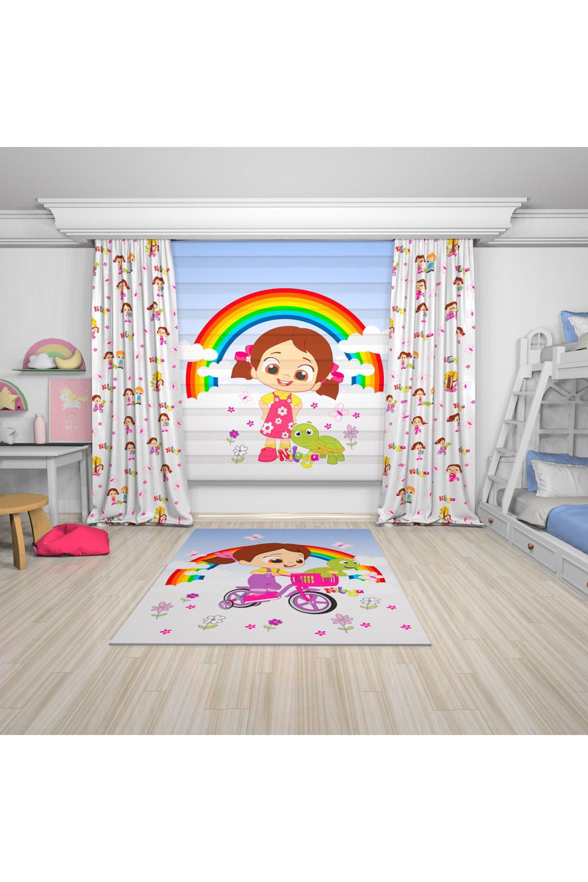 kuscu tekstil niloya desenli baskili cocuk odasi fon perde fiyati yorumlari trendyol