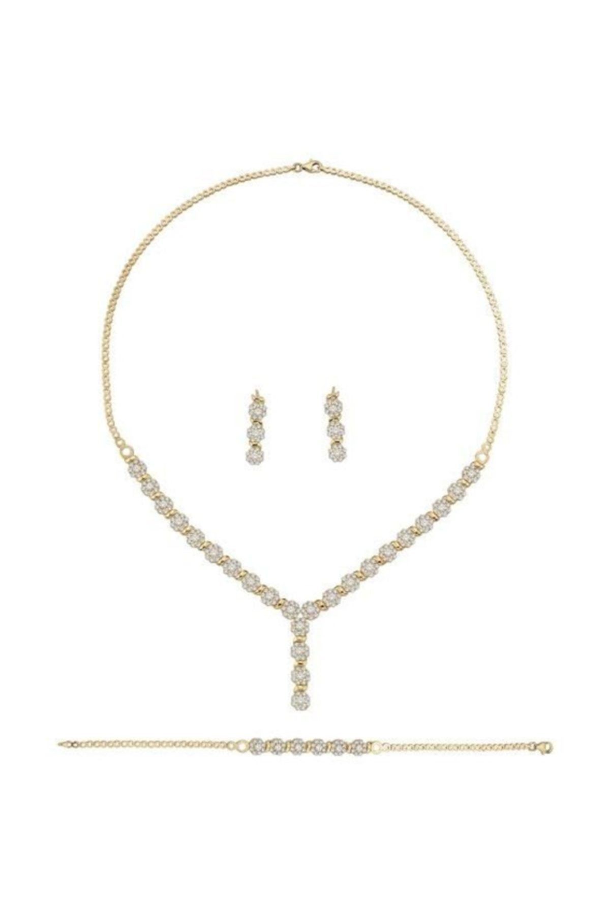 BİLEZİKHANE 14 Ayar Çiçekli Salkımlı Set Zincirli 22.00 gram