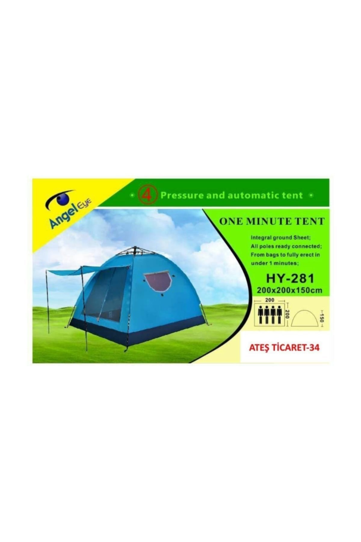 pazariz Angeleye Hy-281 Tam Otomatik 4 Kişilik Çadır 200*200*150
