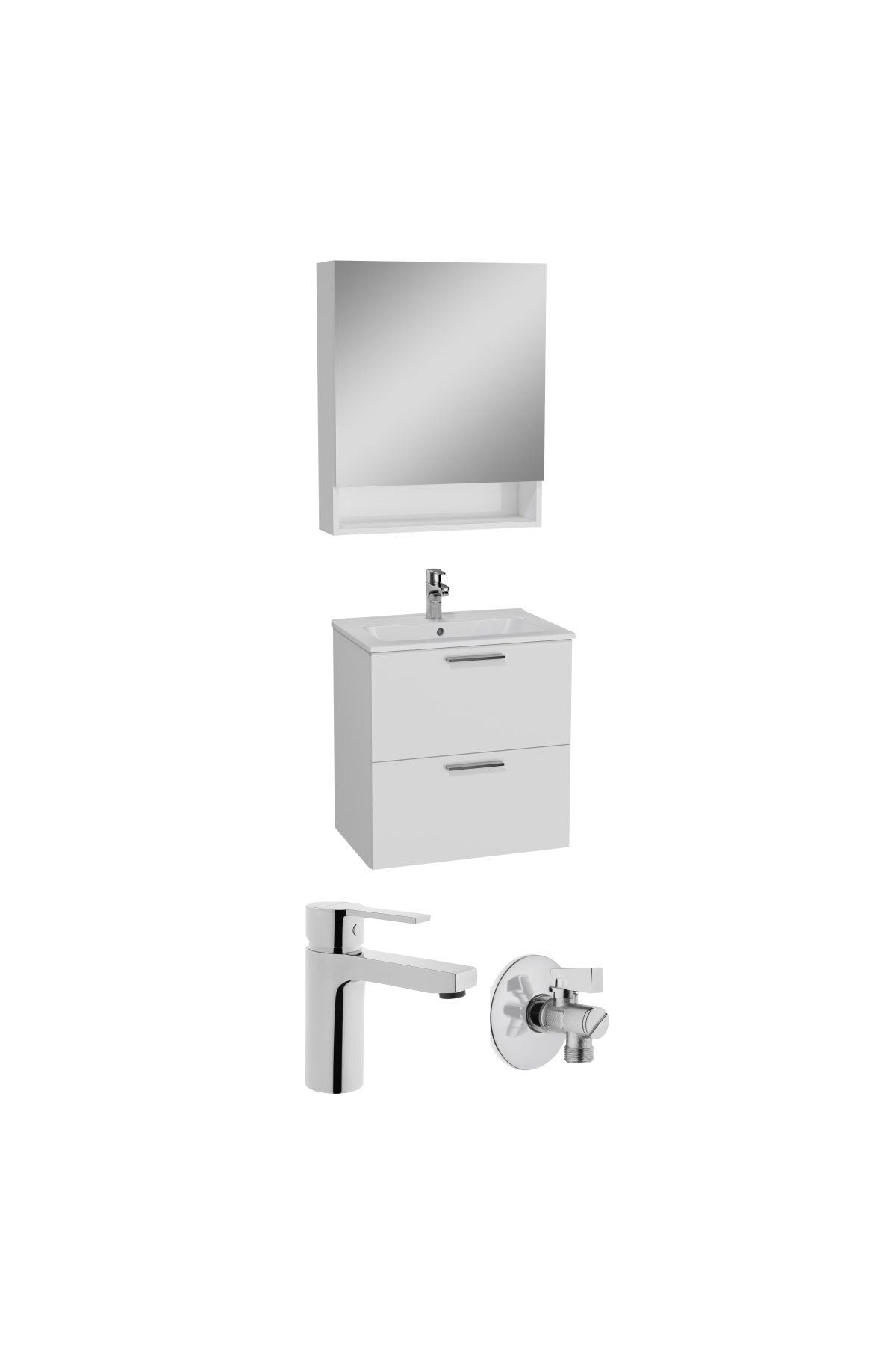 VitrA Mia 66189 Banyo Dolabı Seti Çekmeceli 60 Cm Parlak Beyaz
