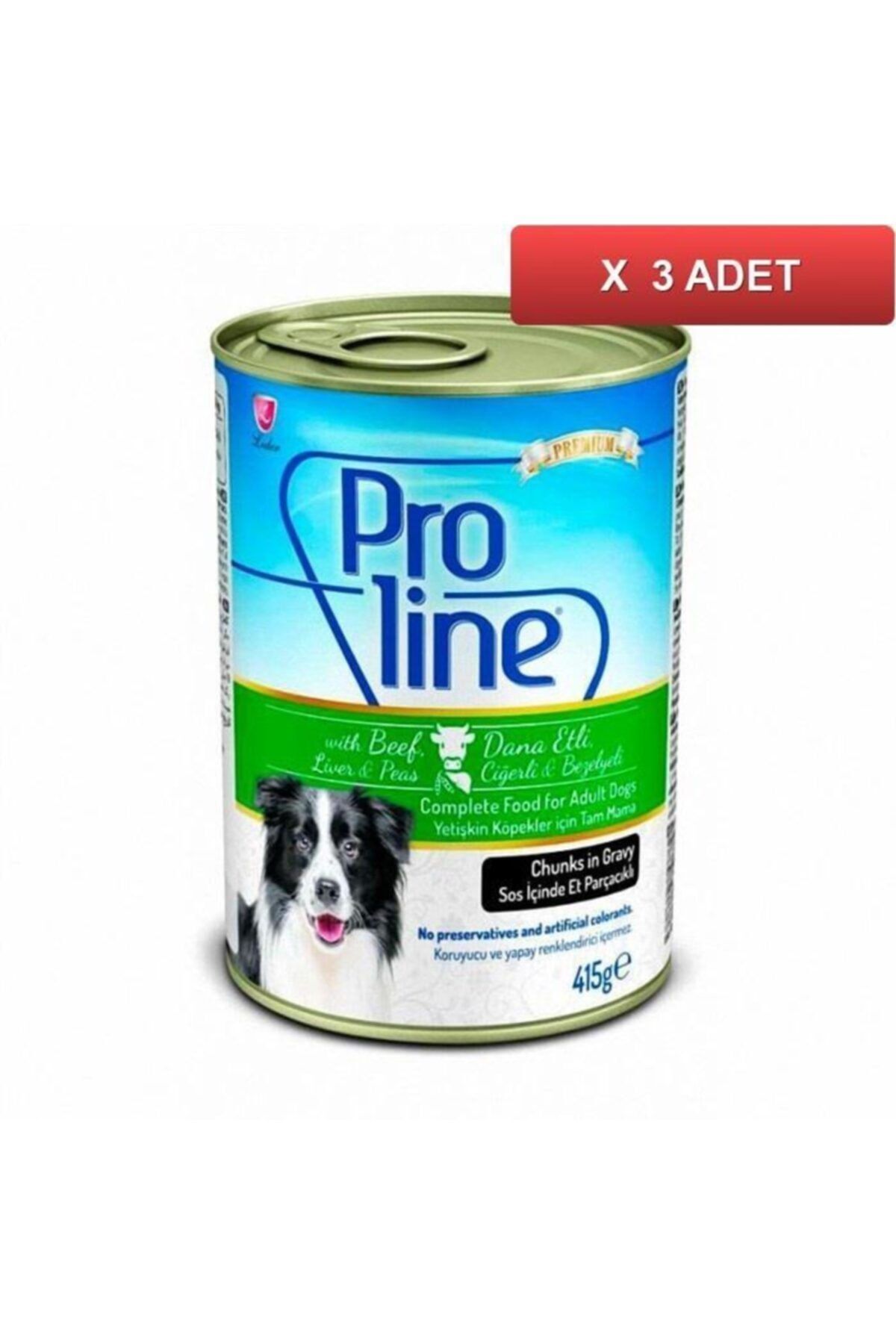 Pro Line Proline Dana Etli Ciğerli Bezelyeli Köpek Konservesi 415 Gr (3 Adet)