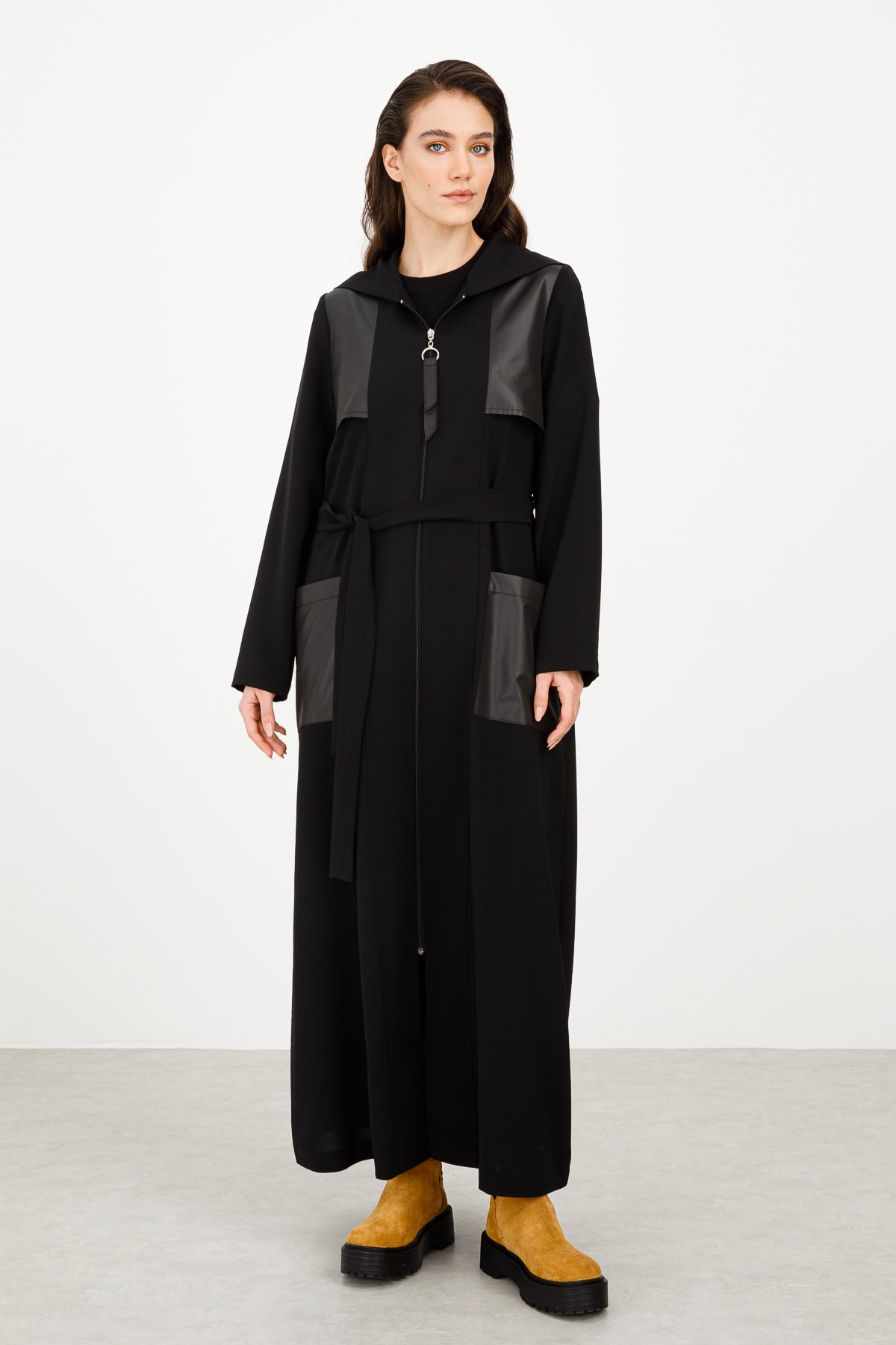 Micca Sade Ve Zarif Trenç Kap Siyah