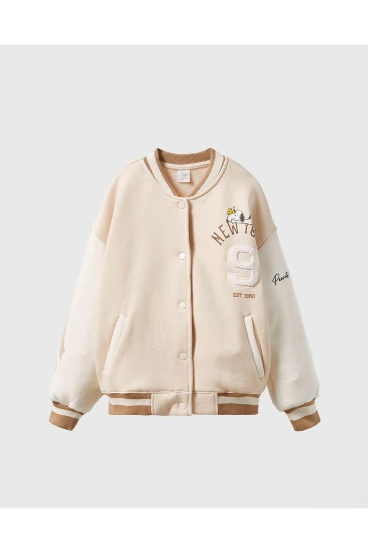 HAV SA K DS Unisex Appliqued Contrast Stripe Detailed Snoopy