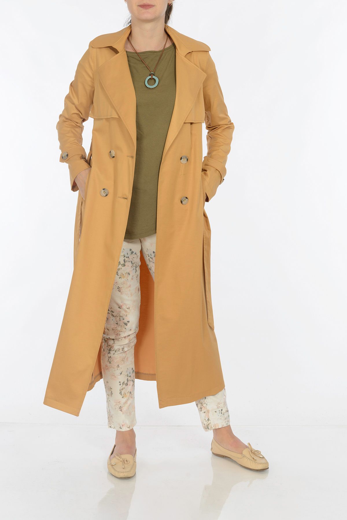 Dark beige trench coat store