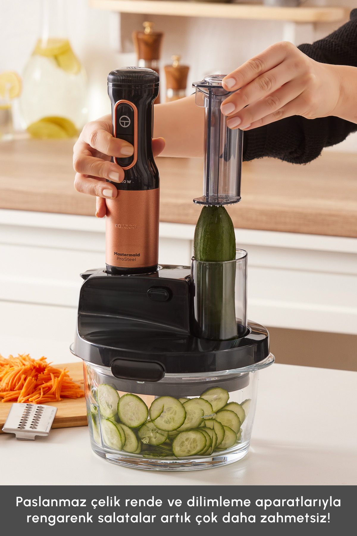 غذاساز شیشه ای Prosteel Mastermaid Prosteel Long Feet Blender 6 Blades 2500 W Copper Black