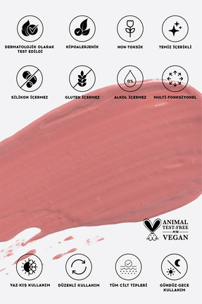Allık Ruj Göz Farı Glow Tint Dusty Rose Nemlendirici Makyaj | Gülkurusu | Hyaluronik Asit Peptit Image 7