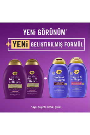 Dolgunlaştırıcı Biotin & Kolajen Sülfatsız Şampuan 385 ml x2 Image 1