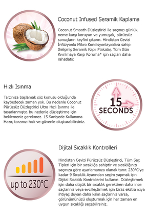 S5901 Coconut Smooth Hindistan Cevizi Yağlı Saç Düzleştirici Image 5