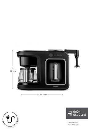 Hatır Plus Barista 6 In 1 Latte Cappucino ve Közde Türk Kahvesi Makinesi Black Silver Image 1