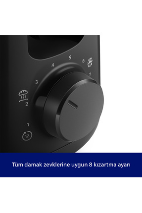 Daily Collection Uzun Yuvalı Ekmek Kızartma Makinesi, Buz Çözme, 8 Kızartma Ayarı, Siyah, HD2590/90 Image 2