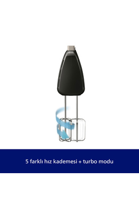 Daily Collection Mikser, 300W, 5 Hız Ayarı ve Turbo, Şerit Çırpıcılar ve Hamur Çengelleri HR3705/10 Image 3