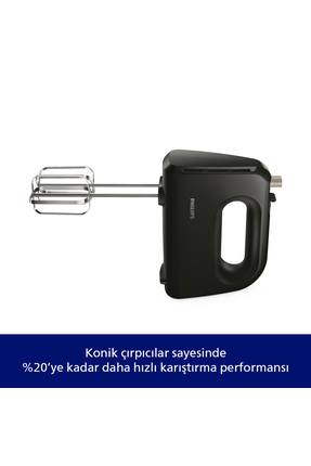 Daily Collection Mikser, 300W, 5 Hız Ayarı ve Turbo, Şerit Çırpıcılar ve Hamur Çengelleri HR3705/10 Image 2