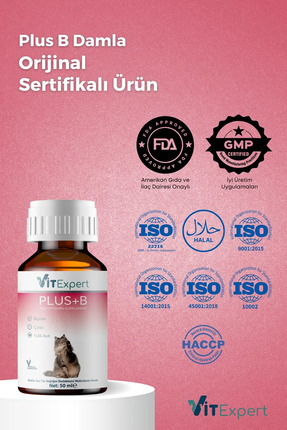 Hızlı Etkili Tüy Dökülmesi Önleyici Tüm Kediler İçin Plus B Biyotin Multivitamin Damlası 50 ml Image 2