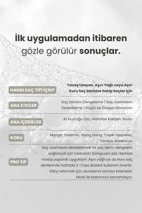 Yavaş Uzayan Saçlar Için Saç Derisini Güçlendiren Extension Hızlı Uzama Saç Bakım Şampuanı 350 ml Image 6