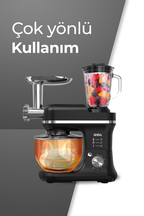 SMX-2772 Çok Amaçlı 3ın1 Mutfak Şefi Hamur Yoğurma Kıyma Makinesi Sürahi Blender 1200w Yeni Model Image 4