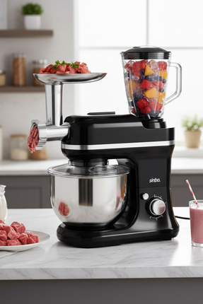 SMX-2772 Çok Amaçlı 3ın1 Mutfak Şefi Hamur Yoğurma Kıyma Makinesi Sürahi Blender 1200w Yeni Model Image 6