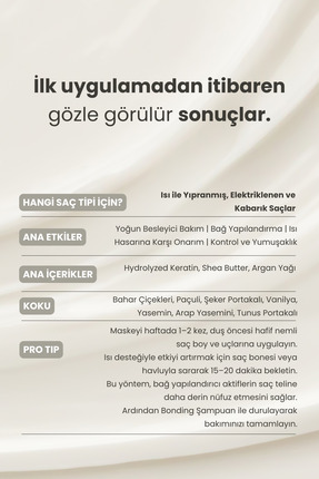 Bonding Keratin & Shea Butter Bağ Yapılandırıcı Saç Maskesi | Yoğun Onarım ve Isı Koruması 350 ml Image 6