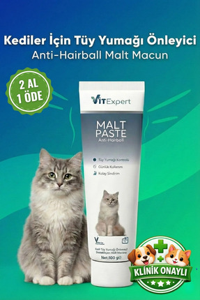 Anti Hairball Tüy Yumağı Önleyici Ve Sindirim Destekleyici Tüm Kediler Için Malt Paste Macun 100 gr Image 0
