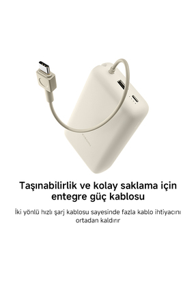 Power Bank USB ve USB-C Portu ve USB-C Entegre Kablo 20000mAh 33W BHR8975GL - Mavi Image 1