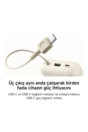 Power Bank USB ve USB-C Portu ve USB-C Entegre Kablo 20000mAh 33W BHR8975GL - Mavi Image 5