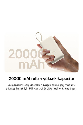 Power Bank USB ve USB-C Portu ve USB-C Entegre Kablo 20000mAh 33W BHR8975GL - Mavi Image 3