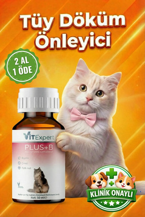 Hızlı Etkili Tüy Dökülmesi Önleyici Tüm Kediler İçin Plus B Biyotin Multivitamin Damlası 50 ml Image 0