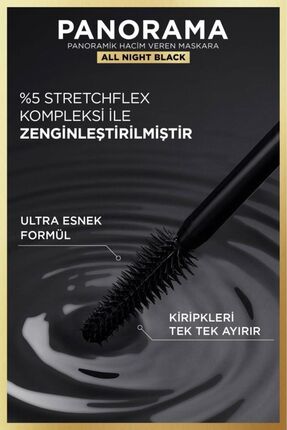 L'Oréal Paris Panorama Hacim Veren Maskara All Night Black - Siyah Image 5