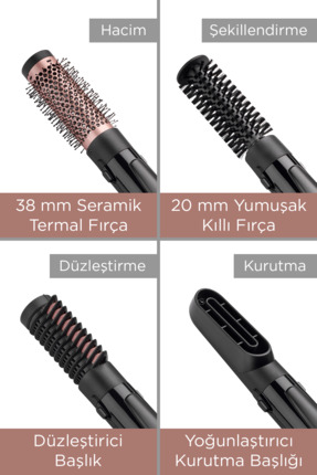 Perfect Finish 1000W 220 Derece 2 Isı Ayarlı 4 Başlıklı Hava Üflemeli Saç Şekillendirici Seti AS126E Image 5