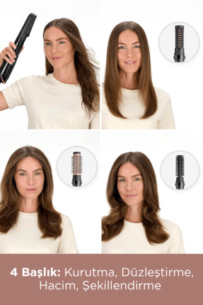 Perfect Finish 1000W 220 Derece 2 Isı Ayarlı 4 Başlıklı Hava Üflemeli Saç Şekillendirici Seti AS126E Image 6
