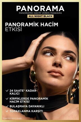 L'Oréal Paris Panorama Hacim Veren Maskara All Night Black - Siyah Image 1