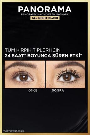 L'Oréal Paris Panorama Hacim Veren Maskara All Night Black - Siyah Image 4