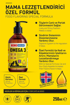 Kediler Ve Köpekler Için Omega 3 - Salmon Oil (SOMON YAĞI) - Balık Yağı - Mama Lezzetlendirir 250ml. Image 1