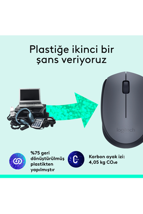 M170 USB Alıcılı Kablosuz Kompakt Mouse, Gri 910-004642 Image 3